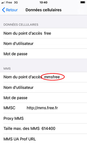 APN mms free sur Iphone